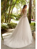 Beaded Ivory Delicate Lace Tulle V Back Romantic Wedding Dress